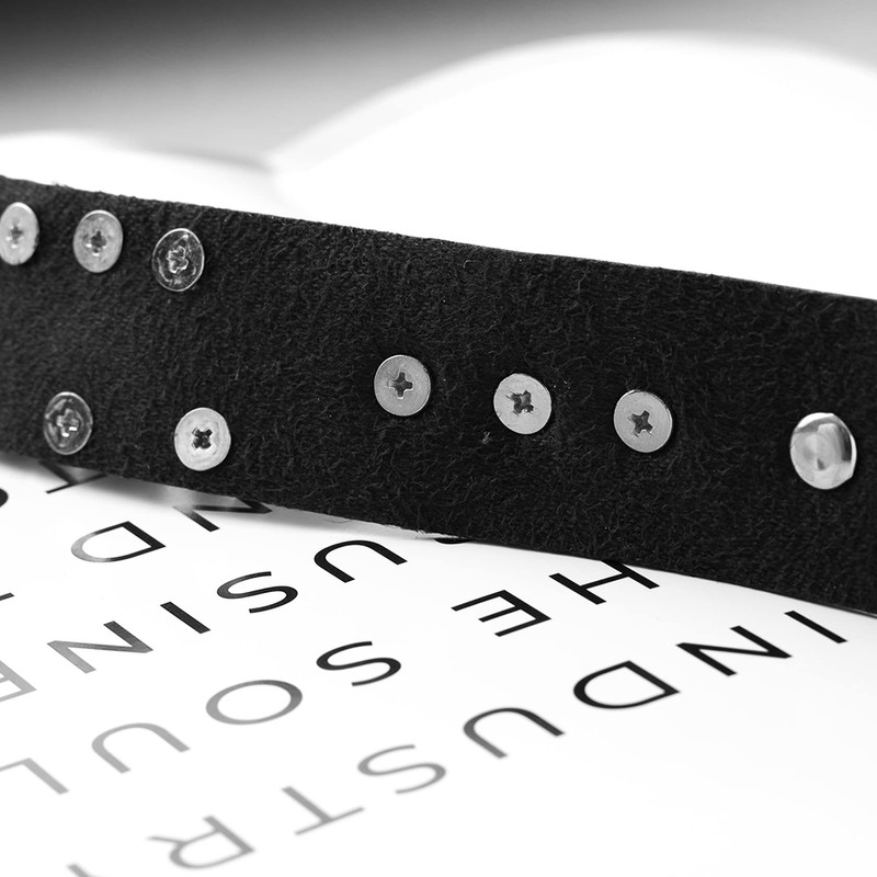 MIlakoo O-Ring, Punk Goth Metal Spike, Rivets, Leather Collar, Choker