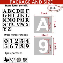 40pcs 2 Inch Letter and Number Templates, Reusable Plastic Large Alphabet Art Letter Stencils for Painting on Wood, Wall, Fabric, Rock, Chalkboard,Signs, Number Painting Stencils DIY Art Gifts