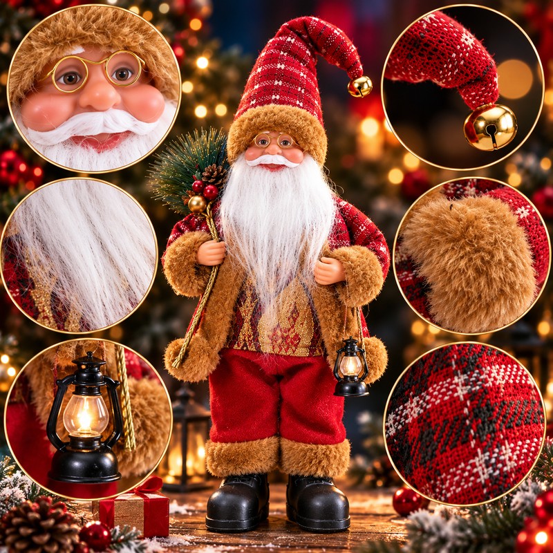Santa Claus Plush Doll for Christmas Decor – 30cm Festive