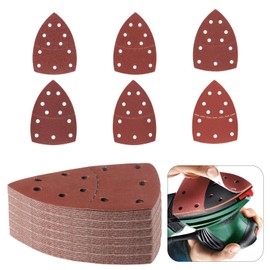 60 Multi Tool Sanding Pads, Triangle Mouse Sanding Pads for Mouse Sander Pads Sheets, 11 Holes Sanding Sheets, 40/60/80/120/180/240 Grits Mouse Sandpaper for Electric Sander Detail Sander Pads Paper