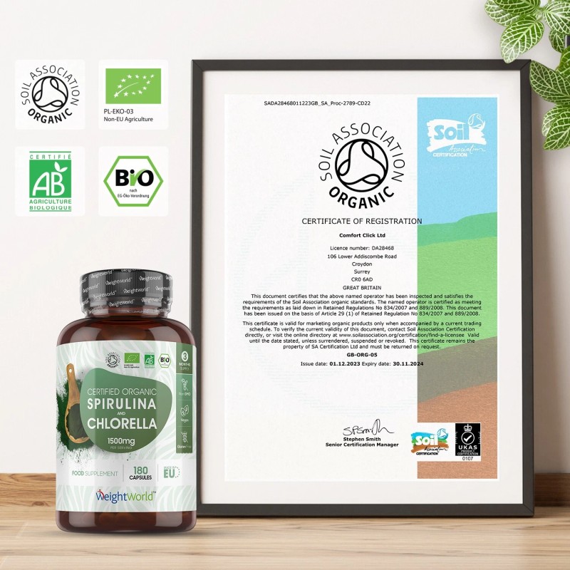 Spirulina Chlorella - 180 organic capsules - Immune & Digestive