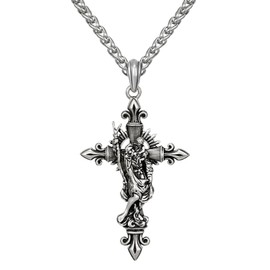 NORBU Sterling Silver St. Christopher Cross Necklace for Men, Patron Amulet Saint Medal Religious Gift for Easter | Birthday | Fathers Day | Christmas