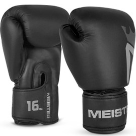 Meister [Critical] Boxing Gloves - Ergonomic High-Density Training Gloves - Matte Black - 16 Ounce