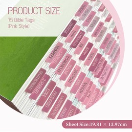TELAIN Pack of 75 Laminated Bible Tabs, Large Print Stickers, Easy to Read and Apply, Bible Index for Women and Men (White Pink)