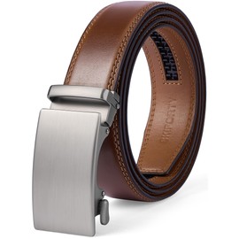 SKiporty Mens Belt,Ratchet Belts for Men Leather 1 3/8'' Adjustable for Dress Jeans B-Tan 46" to 52" Waist Adjustable