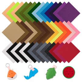HTVRONT Felt Sheets for Crafts - 42PCS Stiff Felt Sheets, 32 Assorted Colors 8 x 8 Inches (20 x 20cm) Felt Fabric Sheets 1 mm Thick with Needle and Thread Kit for Embroidery Fabric Craft Kits