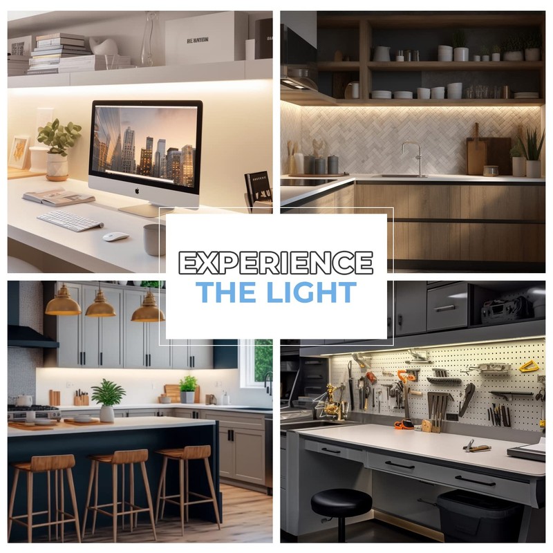 EShine Hand Wave Activated Under Cabinet LED Lighting Kit, Dimmable,