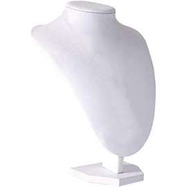 FRECI Necklace Display Stand Wooden Velvet Necklace Display Bust Stand Mannequin - Jewelry Holder for Necklaces Chain, Choker, Pendant White - 22x16x13cm