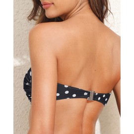 Tempt Me Women Polka Dot Twist Bandeau Bikini Top Strapless Swimsuit Top Only M