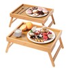 Fibogollo 2 Pack Bamboo Bed Tray Table with Folding Legs,Breakfast