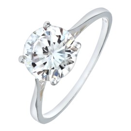 Mogul Silver Cubic Zirconia Set Solitare Ring - Size N