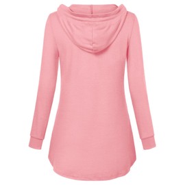 Miusey Lightweight Hoodie,Ladies Pleated Blouse Tunics Top Fall Soft Surrounding Pastel Pure Color Roomy Comfy Modest Sporty Texture Flattering Pretty Sweatshirts for Women Maternity Popover Pink XXL