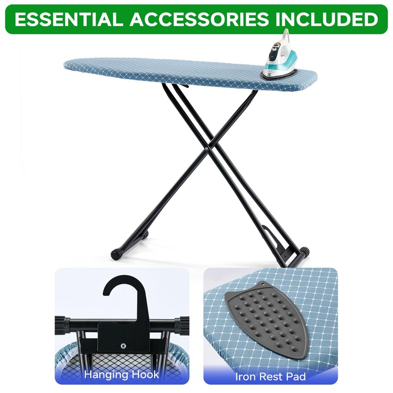 BKTD Compact Ironing Board 13 x 43, Iron Board with