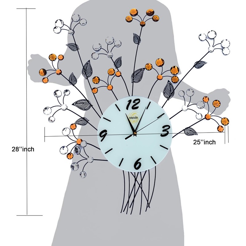 Metal Wall Clocks Crystals Creative (flower)