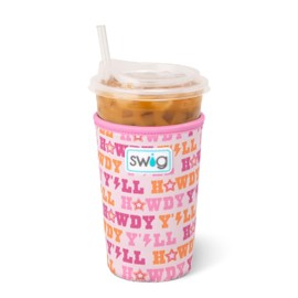 Swig Life Medium Iced Cup Coolie, Standard 22oz Iced Coffee Cup Insulator Sleeve with Handle, Neoprene Insulated Coolie Keeps Drinks Cold (Howdy Yall)