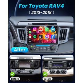 [4Core+64G] for Toyota RAV4 Radio 2013-2018: 10.1 Inch 1280x800 Touchscreen Stereo Replacement with Wireless Carplay Android Auto 5G WiFi Bluetooth GPS FM SWC RDS Mirror Link Backup Camera