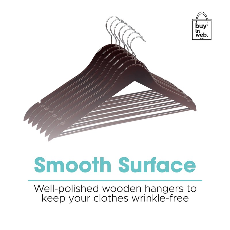 BUY IN WEB Wooden Hangers Pack of 20, Durable Solid