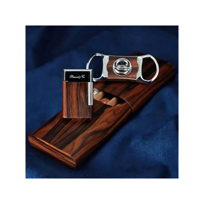 BRIZARD & CO ETERNAL DOUBLE SOFT FLAME CIGAR LIGHTER ROSEWOOD