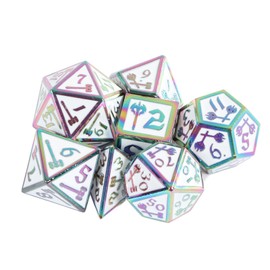 7pcs Rolling Dice Role Playing Metallic Colorful Silver Number Polyhedral Dices for Games Teaching Type 2