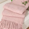 BATTILO HOME Pink Knitted Throw Blanket Textured Solid Sofa Couch