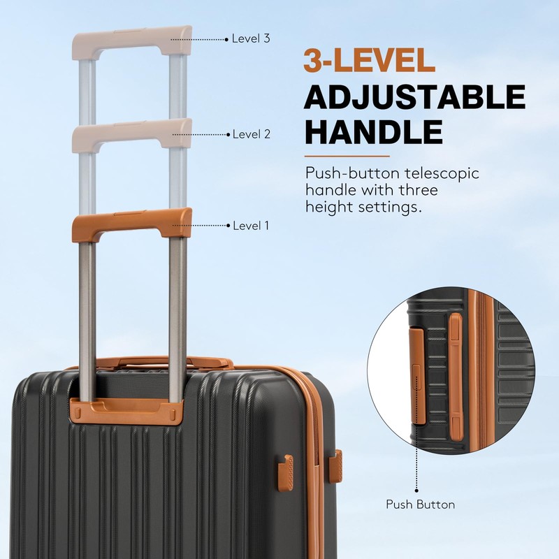 Luggage Sets 5 Pcs, Hardshell Lightweight Durable Suitcase With TSA-Lock