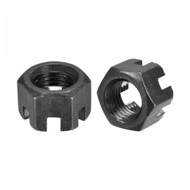 sourcing map M12x1.5mm Hexagon Slotted Nut, Grade 4.8 Carbon Steel Hex Nuts, Black, 10Pcs