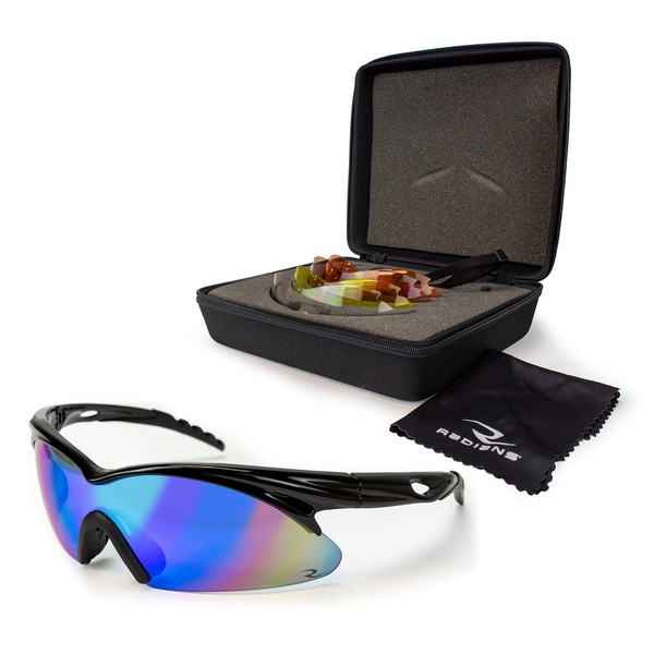 Radians Shift Interchange Shooting Glasses (5 Interchangeable Lenses), Black Frame/Clear,