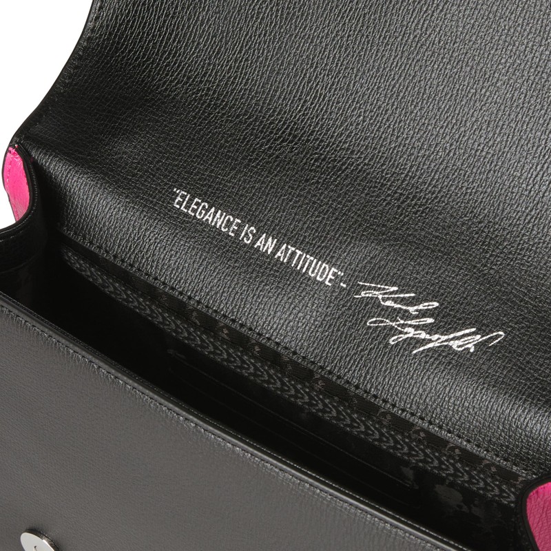 KARL LAGERFELD Women's Simone Studded Satchel Crossbody, Black Multi Combo,