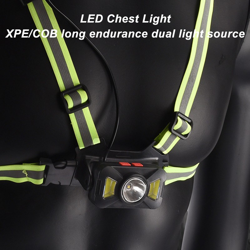 Outdoor Night Running Chest Lights Dual Light Sources IP55 Waterproof