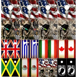 Warning Signs Store Cornhole Board Wraps American Flag GOLD OBLITERATION Camo Grim Reaper 2pack