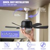 6-Blade Black Modern Socket Ceiling Fan with LED Light, 3-Speed