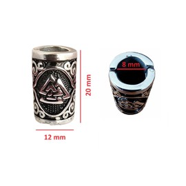 VALHALLA Valknut Hair Beads Opener, Viking Beard Bead 316L Steel Silver Stainless Steel Large, Symbol of Warriors