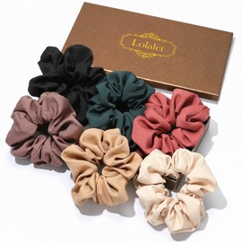 Lolalet Ligas para Cabello [6 piezas], Hair Scrunchies de Moda Estilo Clásico para Mujeres Coleteros Elásticos Suaves para Todo Tipo de Pelo Grueso Fino Rizado -Estilo E