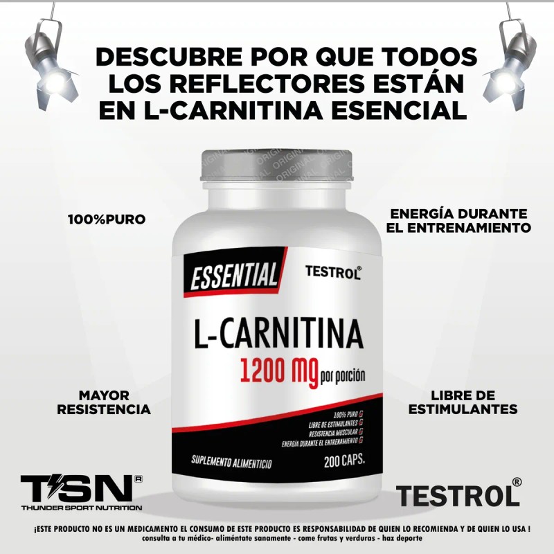 L-carnitina Essential 1200mg 200 Caps Testrol