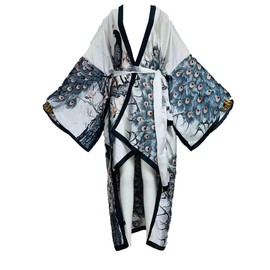 Summer Silk feeling beach cover up Women Cardigan Boho African Holiday party long Sleeve Robe kimono Kaftan, Color23, plus