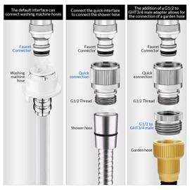 Hsmhose Sink Faucet Quick Connector, Faucet Adapter for Sink Connection Shower Hose/Garden Hose, Pet Bathing Chrome