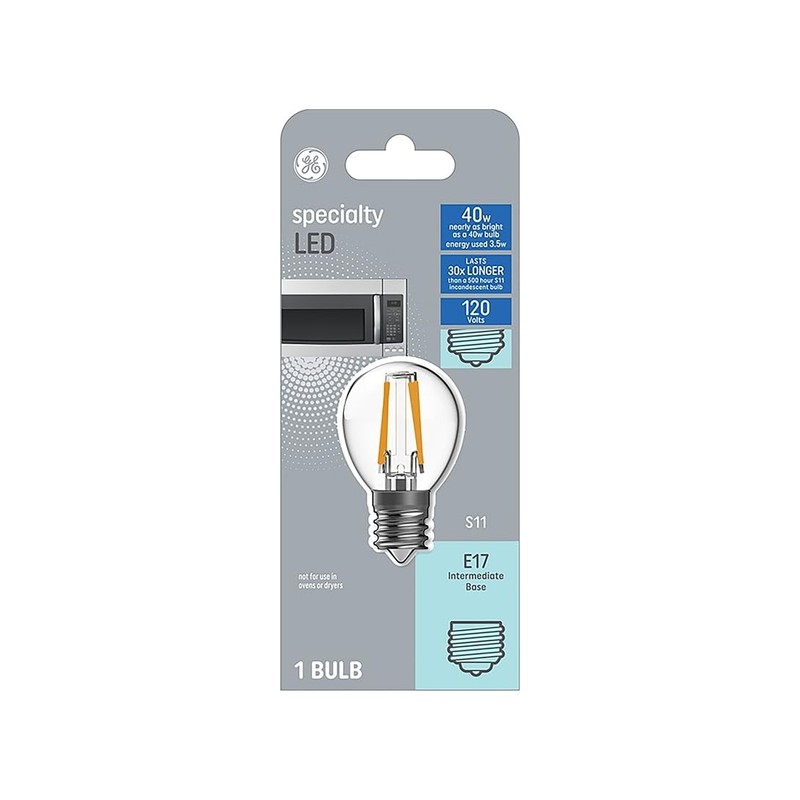 GE Lighting 93128996 LED Light Bulb, S11, Warm White, Clear,