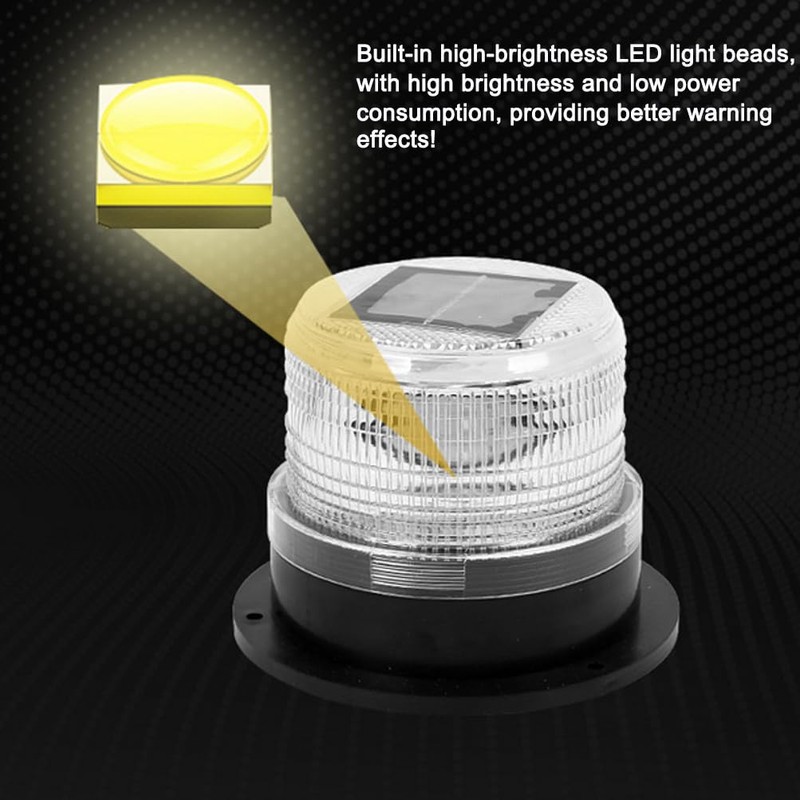 Solar Strobe Warning Light with Strong Magnetic Base LED Warning
