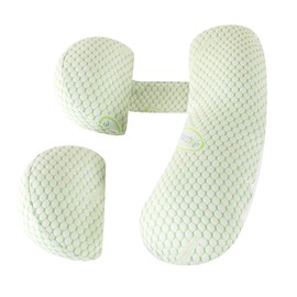 WQU Pregnancy Pillow for Sleeping, Maternity Pillow for Pregnant Women, Pregnancy Body Pillow Support Back,HIPS, Legs, Belly,Detachable and Adjustable Air Mesh Pillow Cover（Green）