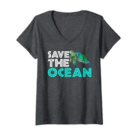 Womens Save the ocean V-Neck T-Shirt