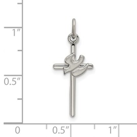 JewelryWeb 10.6mm 925 Sterling Silver Polished and Satin Dove Religious Faith Cross Pendant Necklace-Pendant for Women