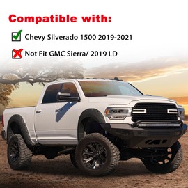 DOTCOM Fender Flares 4PCS,Compatible with Chevy Silverado 1500 2019 2020 2021(Not Fit 2019 LD),Not Fit GMC Sierra,Pocket Rivet Style Smooth Black 4pcs