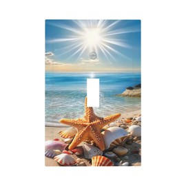 CZRPKEN Decorative Light Switch Cover Plate Beach Starfish Seashell Hawaiian Ocean Theme 1 Gang Wall Plate Oversized Single Toggle Wall Cover Plate Jumbo Electrical Switchplate Face Plate