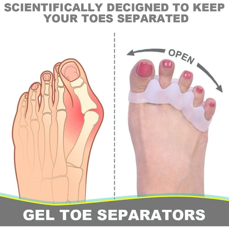 Toe Spacers(2 Pair), Gel Toe Separators to Correct Toes, Bunion