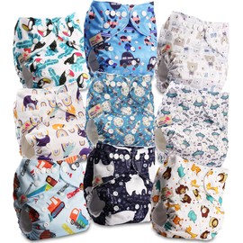 Littles and Bloomz Reusable Nappy, Standard Popper, 9 Nappies, FLP2-0908