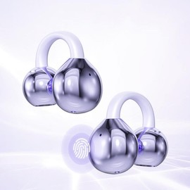 BEVCEFCC Open Ear Headphones Bluetooth 5.4 Clip On Headphones Wireless Headphones Sport Air Line Bone Sound Headphones Sport with Ear Clip Digital Display LED for Jogging / Running (Colour)