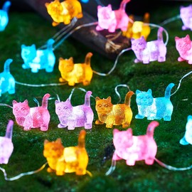 JASHIKA Cat String Lights Kawaii Deco Kitty Fairy Decorative Lights 10ft 30LED Battery Operated Novelty Lighting for Outdoor Wedding Camping Tent Baby Shower Bedroom Birthday Party