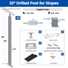 Muzata Slope Cable Railing Post 36 Inch for 25-40 Degrees