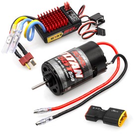 RCXAZ Brushed Power Combo 550 55T Motor 60/320A ESC BEC 6V/2A Splash-Proof for 1/10 RC Crawler Car Trx4 Trx6 Axial SCX10 II III Redcat Gen7 Gen8 V2 RC4WD D90,Slow Car