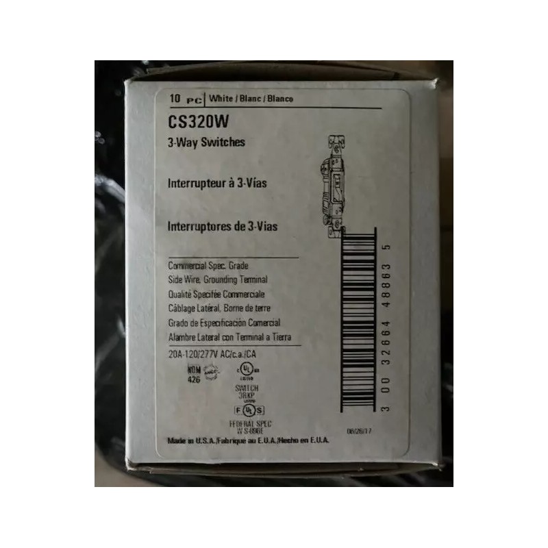 Eaton 10 Eaton White COMMERCIAL Toggle Wall Light Switches 3-Way